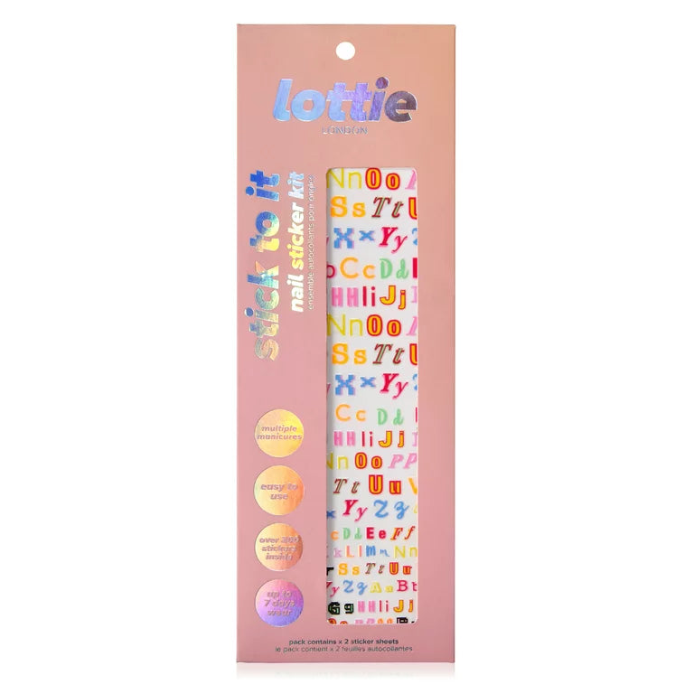 Lottie London Stick to it, Glossy Nail Sticker, Alphabet, up to