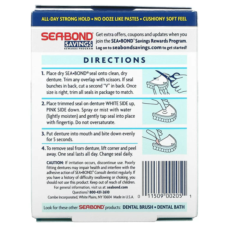 Sea Bond Upper Secure Denture Adhesive Seals, For an All Day Strong Ho –  USBAZ